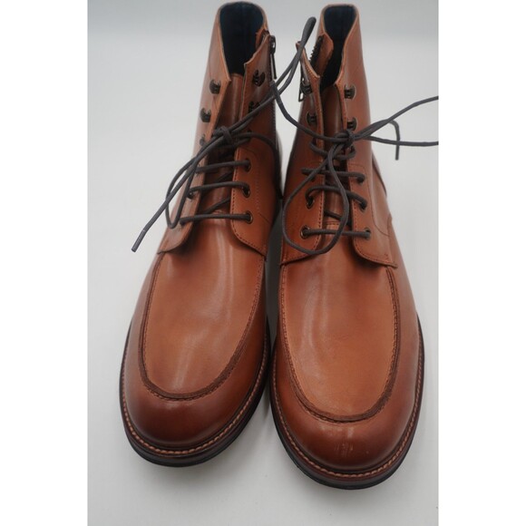 Gordon Rush Men Burnished Tan Leather Moc Toe Lace Up Ankle Boots Side Zip Sz 12 - Picture 10 of 12